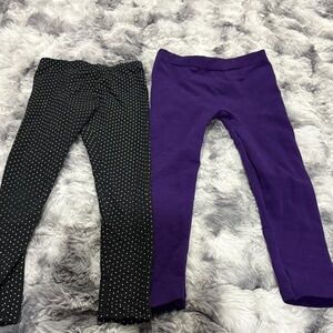 Kids Black Polka Dot and Purple Leggings